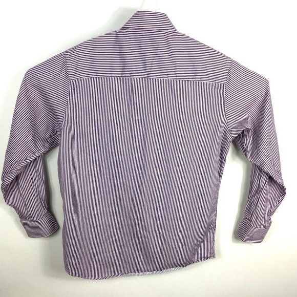 Parc 81 Dress Shirt Men Medium Double Button Flip Cuff and Collar Purple Stripe - Picture 3 of 6